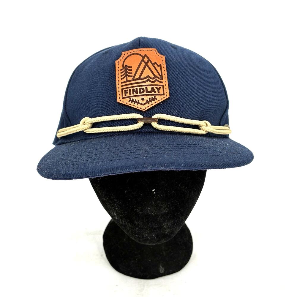 Findlay Foxtrot Snapback Hat Navy Blue Rope Cap Leather Patch Adjustable USA